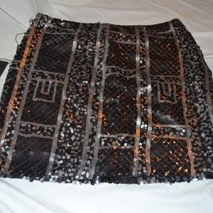 ABS Sequined Mini Skirt Silver & Black Size 4